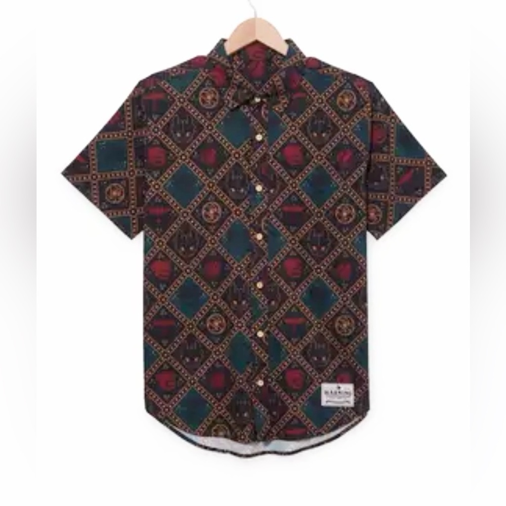 Boxlunch How‎ To Train Your Dragon Toothless Icons Woven Button Shirt NWT